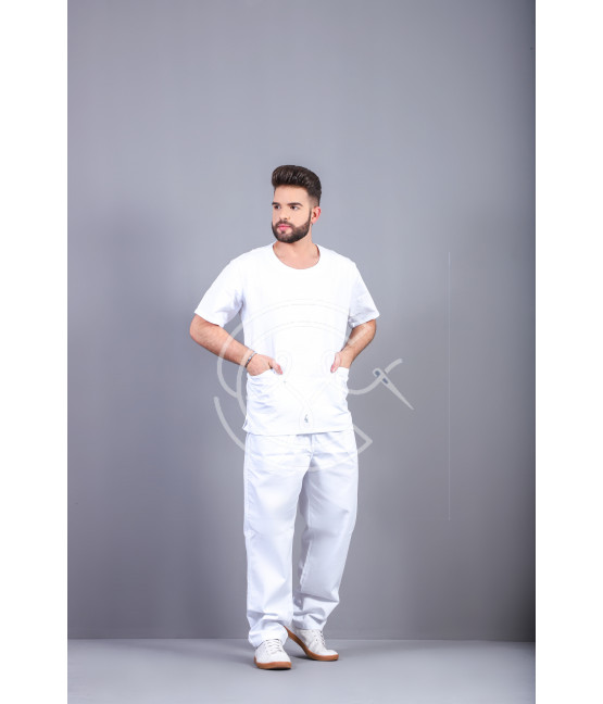 Pijama Cirúrgico em Brim Unissex Branco Pijama Cirúrgico em Brim Unissex Branco